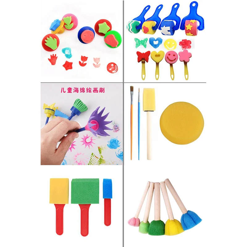 

New 30pcs Children Sponge Paint Brushes Drawing Tools For Children Early Painting Arts Crafts DIY