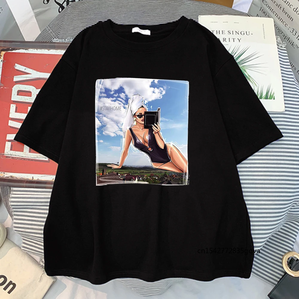 

Bikini Sexy Women Read Book Printed Woman Tshirts Vintage Big-Size T Shirts Harajuku Breathable Tee Shirt Funny High Quality