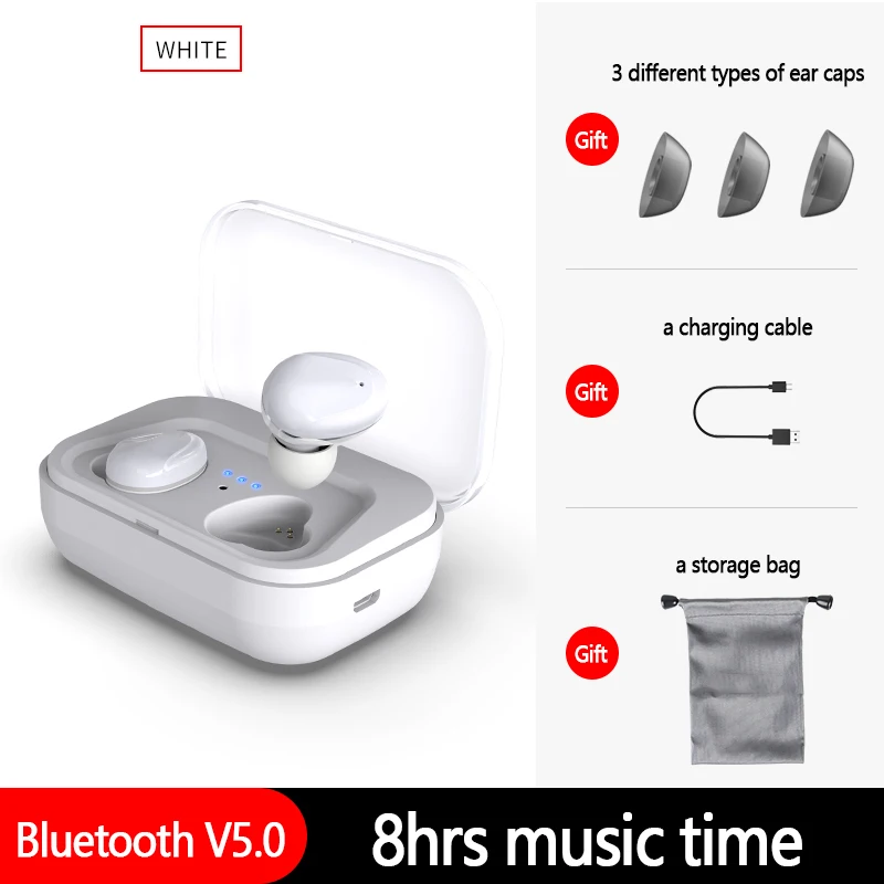 Белый I17 Bluetooth 5,0 наушники с шумоподавлением IPX6 водонепроницаемые спортивные настоящие беспроводные наушники 10 м подключенные стерео наушники - Цвет: Белый