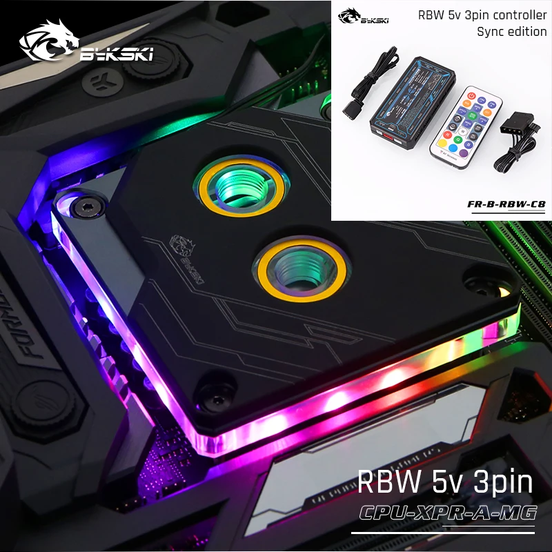 Bykski cpu-XPR-A-MG, для Intel Lga115x/2011 cpu водяные блоки, RBW система освещения, микроводный блок водяного охлаждения - Цвет лезвия: RBW with controller