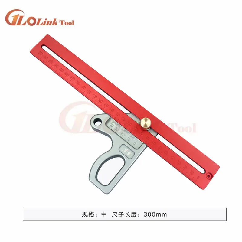300mm 200/300/400mm 45 degree ruler Aluminum Woodworking Ruler Height Ruler Woodworking Scribe Woodworking Scribe Gauge Measuring Tool - Цвет: 300mm
