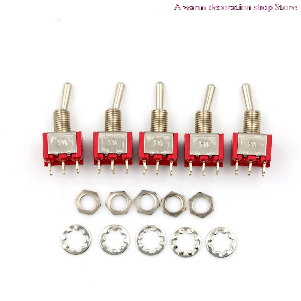 

5pcs Mini 6Pin (ON) - OFF - (ON) DPDT 3 Positions Toggle Switch MTS-223 Dual Reset Power Switch AC 250V 2A/ AC 5A 120V
