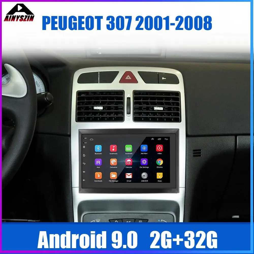 Автомагнитола 2 Din 1G/2G Android 9 0 мультимедийный видеоплеер для Peugeot 307 2001-2008 WIFI Bluetooth