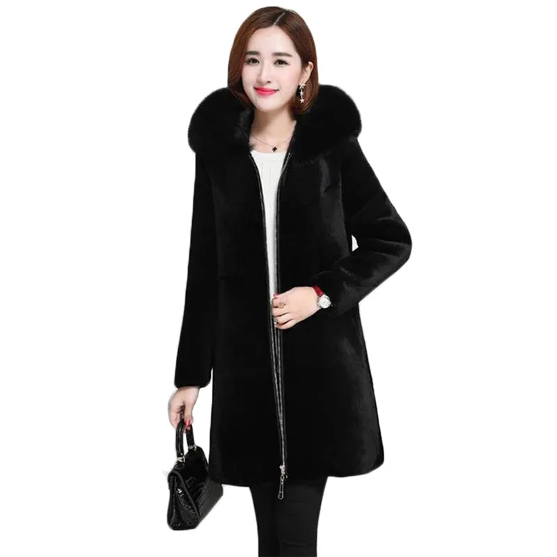 

Fur coat women black S-5XL plus size loose 2020 autumn winter new Korean fashion long warmth faux fox fur jacket feminina CX1219