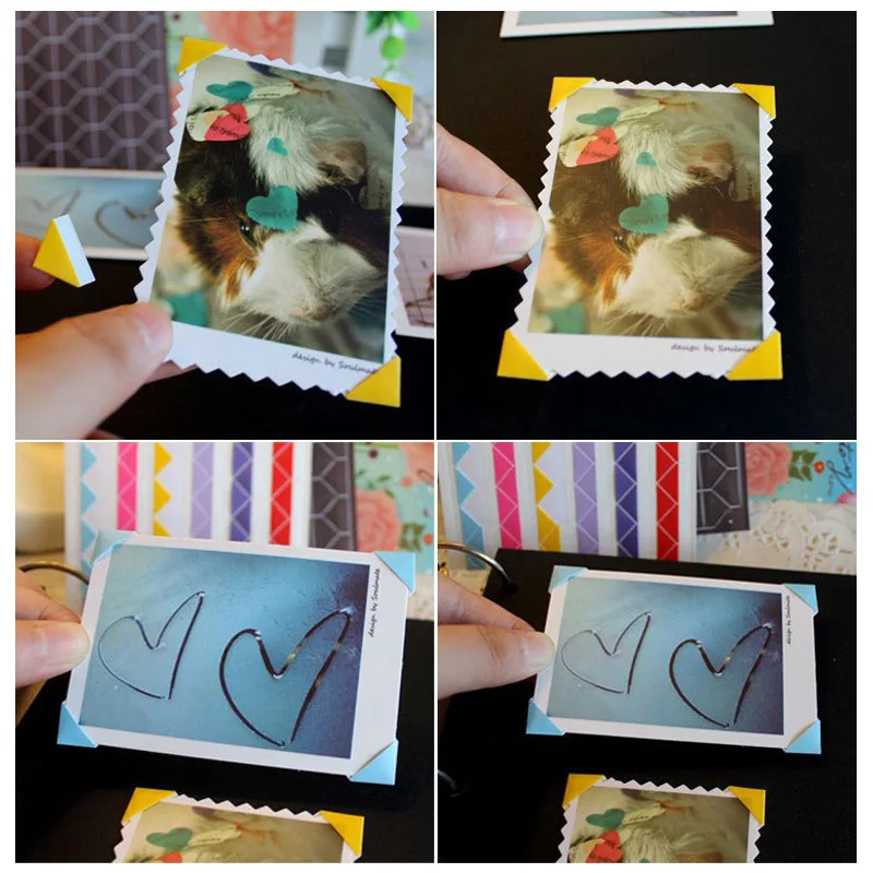 

250pcs/box Self Adhesive Corner Scrapbook Environmental Protection PVC Photo Albums 10 Colors Direct Pumping Frame Picture Decor