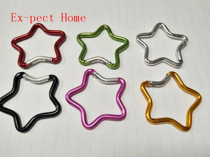 Anillo de aluminio para exteriores, mosquet&oacute;n de estrella, gancho para llavero, escalada, acampada, Color al aire libre, 300 piezas, 5cm, entrega aleatoria-5