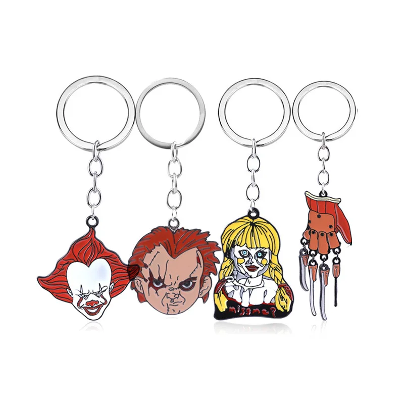 RJ Новинка брелки для ключей Джокер пеннивайз ужас лицо Чаки черный Аннабель