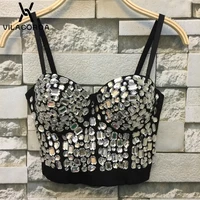gorgeous rhinestone corset camis women diamonds cropped top sexy party womens bra cropped top wedding vest camis mujer