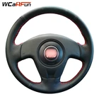 Чехол рулевого колеса автомобиля WCaRFun из искусственной кожи черного цвета, прошитый вручную, для Seat Ibiza 2004 2006