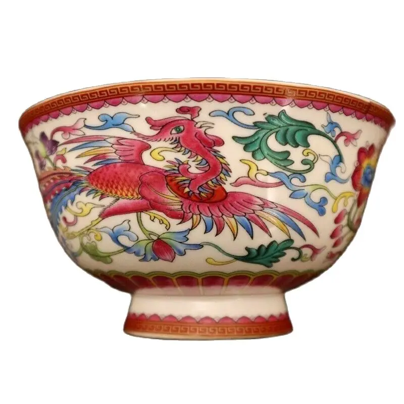 

Chinese Old Porcelain Pastel Dragon And Phoenix Pattern Bowl