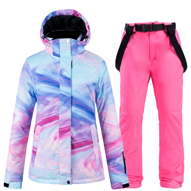 2019 Fashion Windproof Colorful  Snow Ski Suit Women Waterproof  Breathable Climbing Sking Jacket Winter Snowboarding Ski Suit