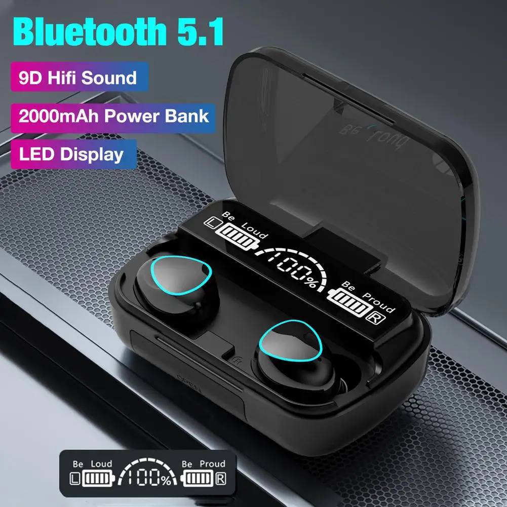 

M10 TWS Bluetooth Earphones Wireless Headphones Sports Waterproof Earbuds Headsets Power Bank 3D Touch Control for Smartphone