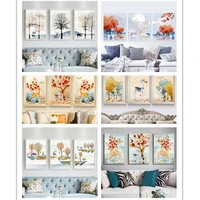 3 pcsset diy oil painting by numbers triptych pictures coloring landscape abstract paint wall sticker home decor