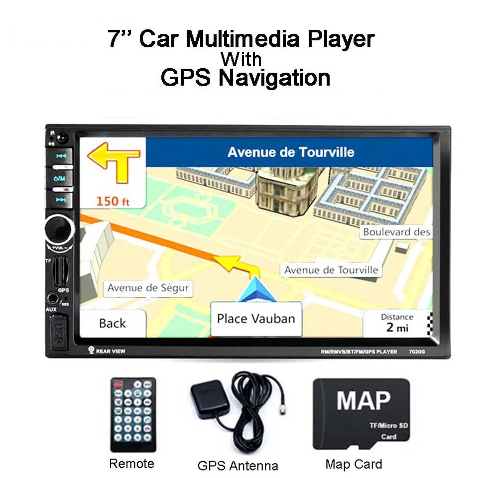 2 DIN Автомобильный мультимедийный плеер GPS навигация 7 ''автомобильный Радио