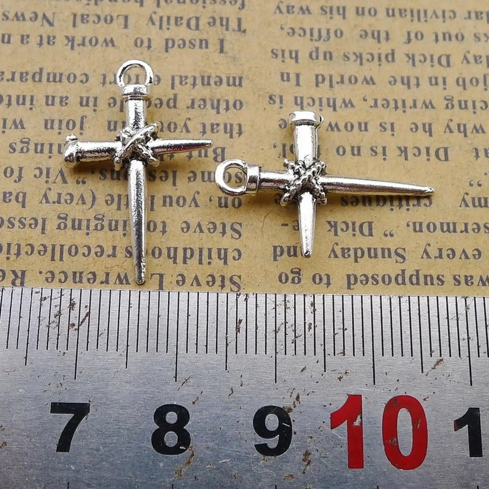 

200pcs Crosses Charms 16mm x 24mm DIY Jewelry Making Pendant antique silver color