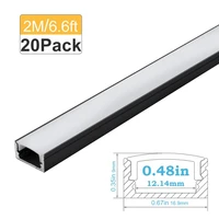 20pcs x 2m u02 led aluminum channel 9x17mm black u shape with milky cover end cap clips led aluminum profile for led strip