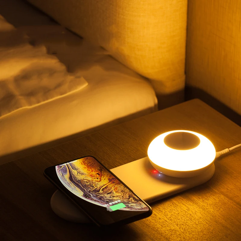 bedside lamp with mobile phone wireless charging led desk lamp separate magnetic touch dimming creative night light for bedroom free global shipping