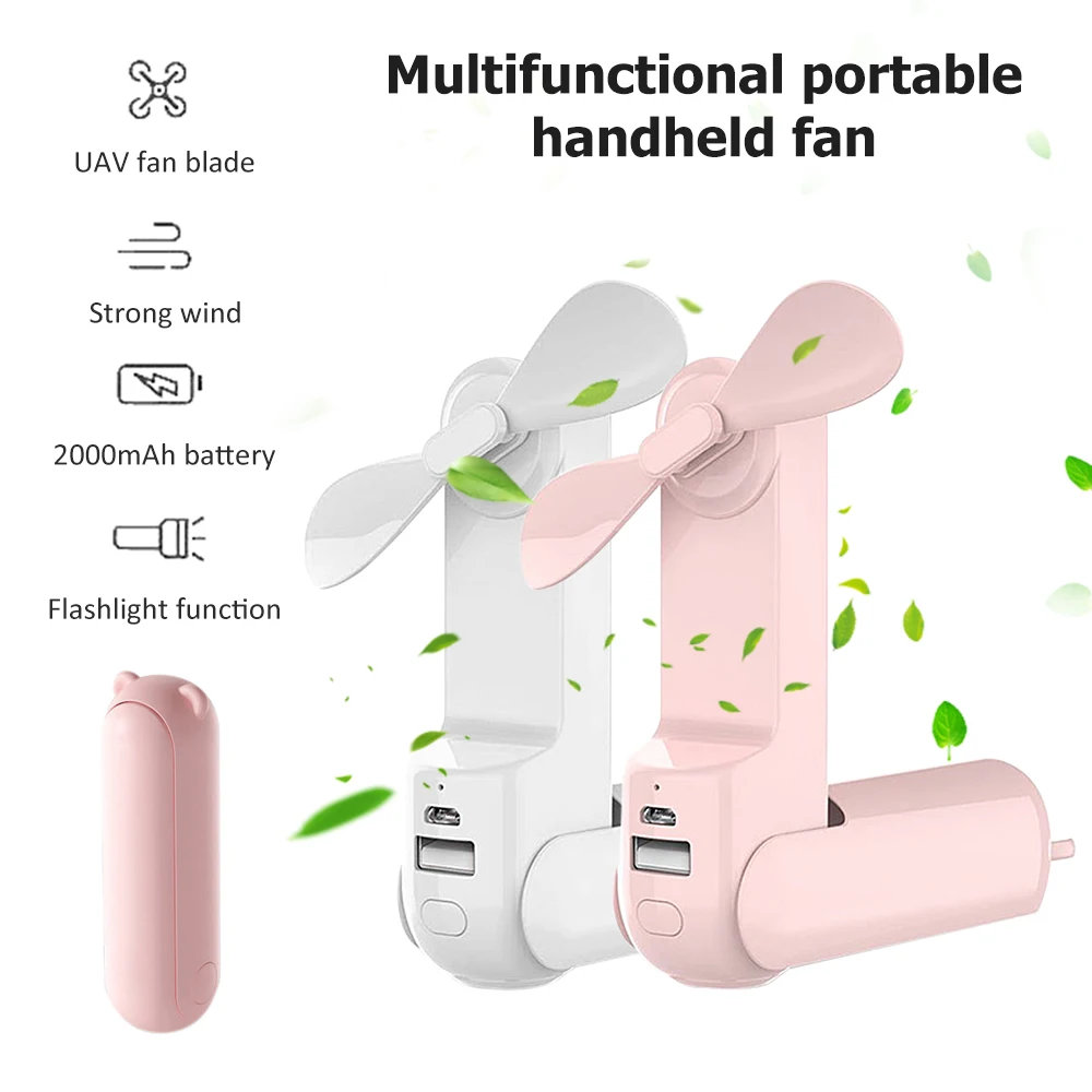

Foldable Fan Portable Foldable Fan Outdoor Frameless Noise Prevention Bright Flashlight Folding Handheld Fan For Summer Gift