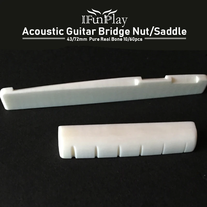 10 шт. Акустическая гитара из настоящего чистого Кость нижний порожек гайка с
