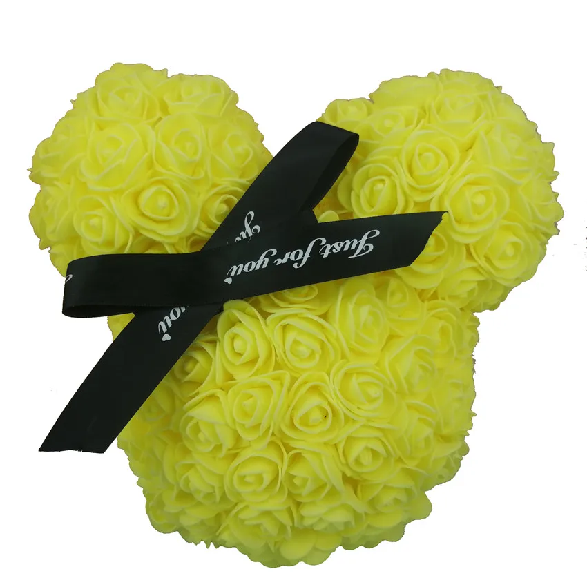 20CM yellow 8 цветов, хит, подарок на день Святого Валентина, 20 см, роза, Микки, роза, цветок, искусственное украшение, рождественские подарки, женский подарок на день Святого Валентина - Цвет: 20CM yellow