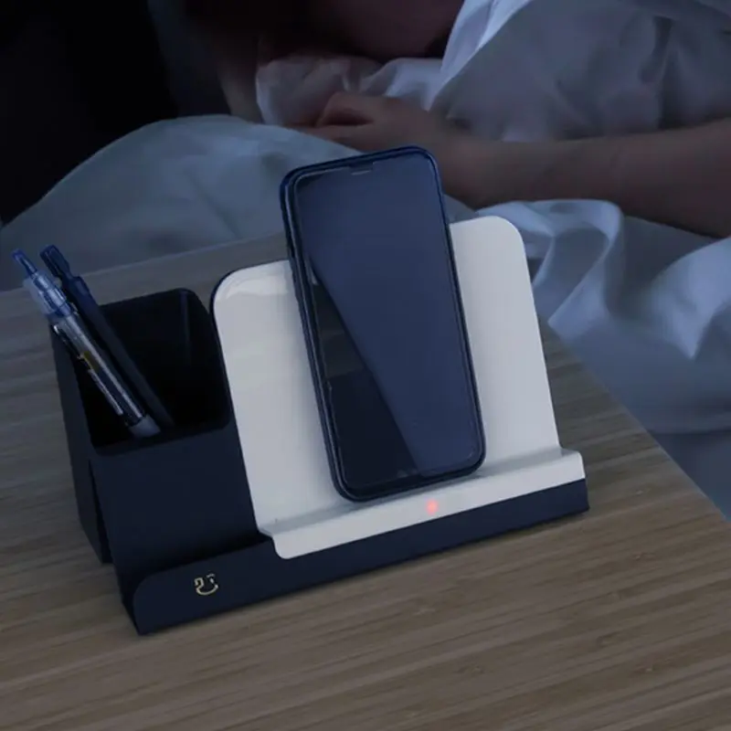 10 Вт Беспроводное зарядное устройство подставка держатель для samsung iPhone с настольной ручкой контейнер для хранения беспроводной зарядной станции для всех телефонов QI