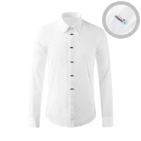 luxury crystal button mens shirts business casual slim fit formal dress shirt social party tuxedo tops streetwear male clothing