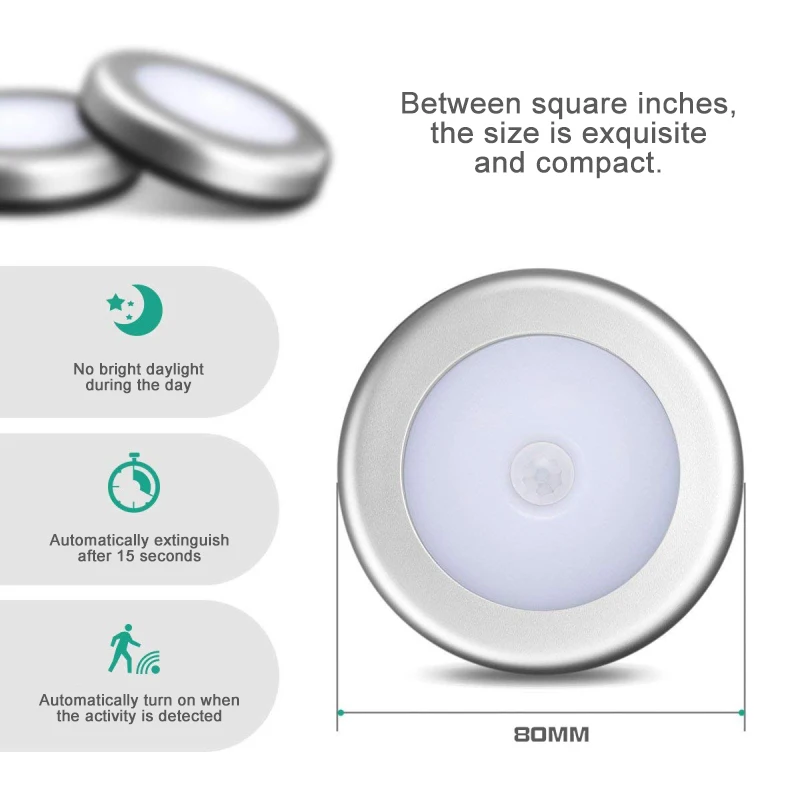 Ночник с пассивным инфракрасным датчиком движения и 6 светодиодами беспроводной
