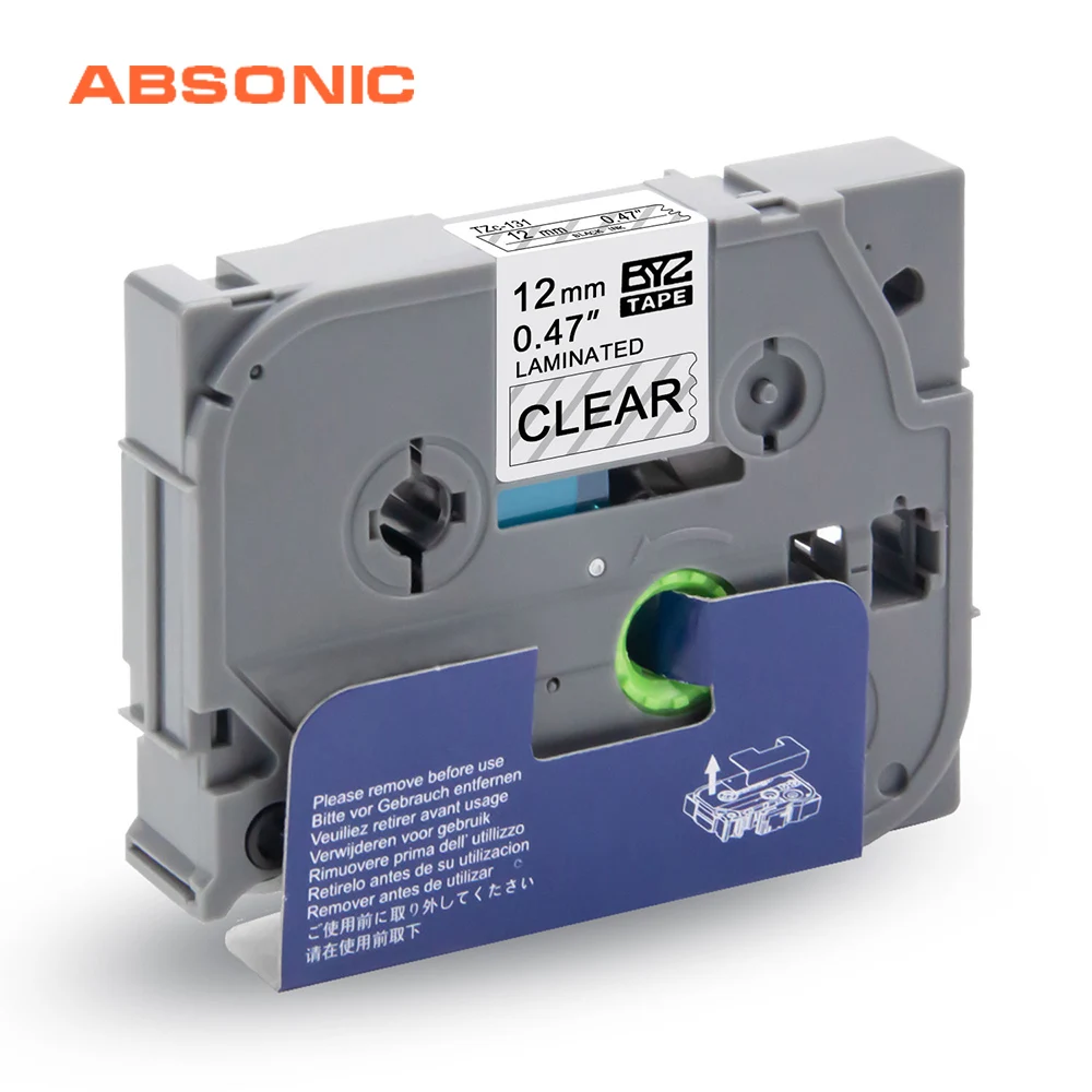 Absonic TZe-131 12 мм лента для принтера черная на прозрачной TZ-131 TZe131 TZe Стандартные ленты