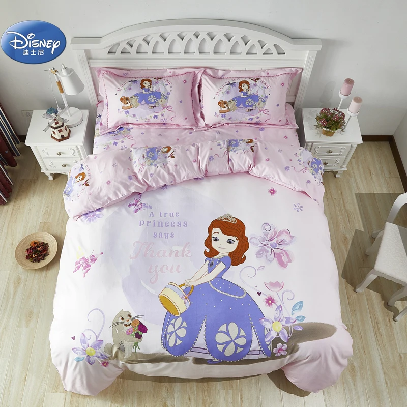

Disney Cartoon Princess Sophia Light Pink Pull-over Bedding Set Linen 4 Girls Bedroom Decoration 1.5m Bedding Home Furnishing