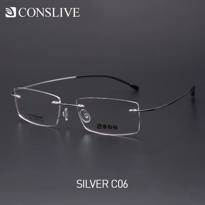 C06 Silver Титановый рецепт, оправа для очков для мужчин, без оправы, оптические очки для глаз, оправа для очков(только для близорукости) 5001 - Цвет оправы: C06 Silver