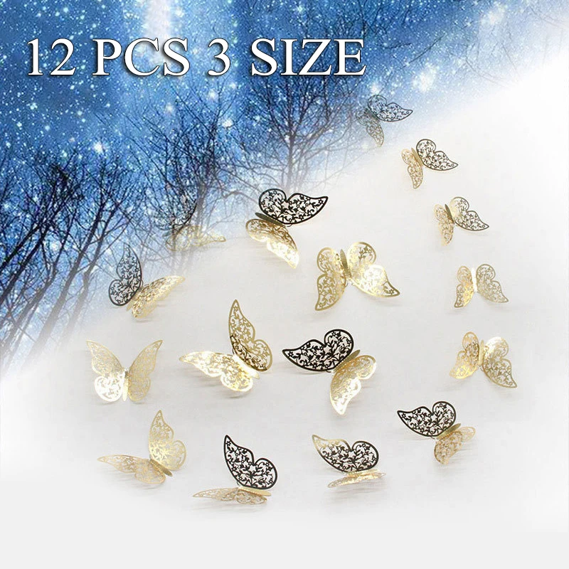 

12Pcs 4D Hollow Butterfly Wall Sticker DIY Home Decoration Wall Stickers wedding Party Wedding Decors Butterfly Kids Room Decors