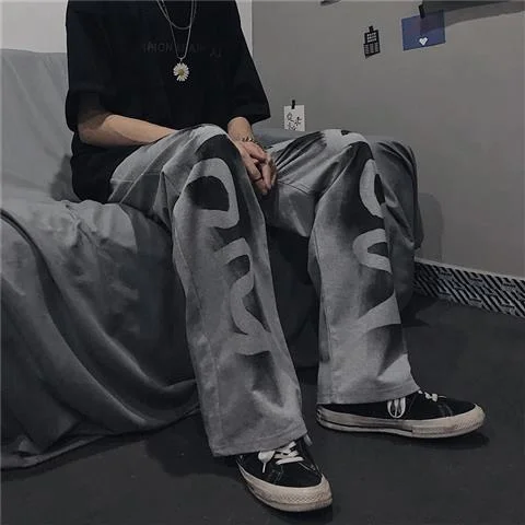

2021 autumn new venom slim dark print wide leg loose casual women's pants Street black sports pants