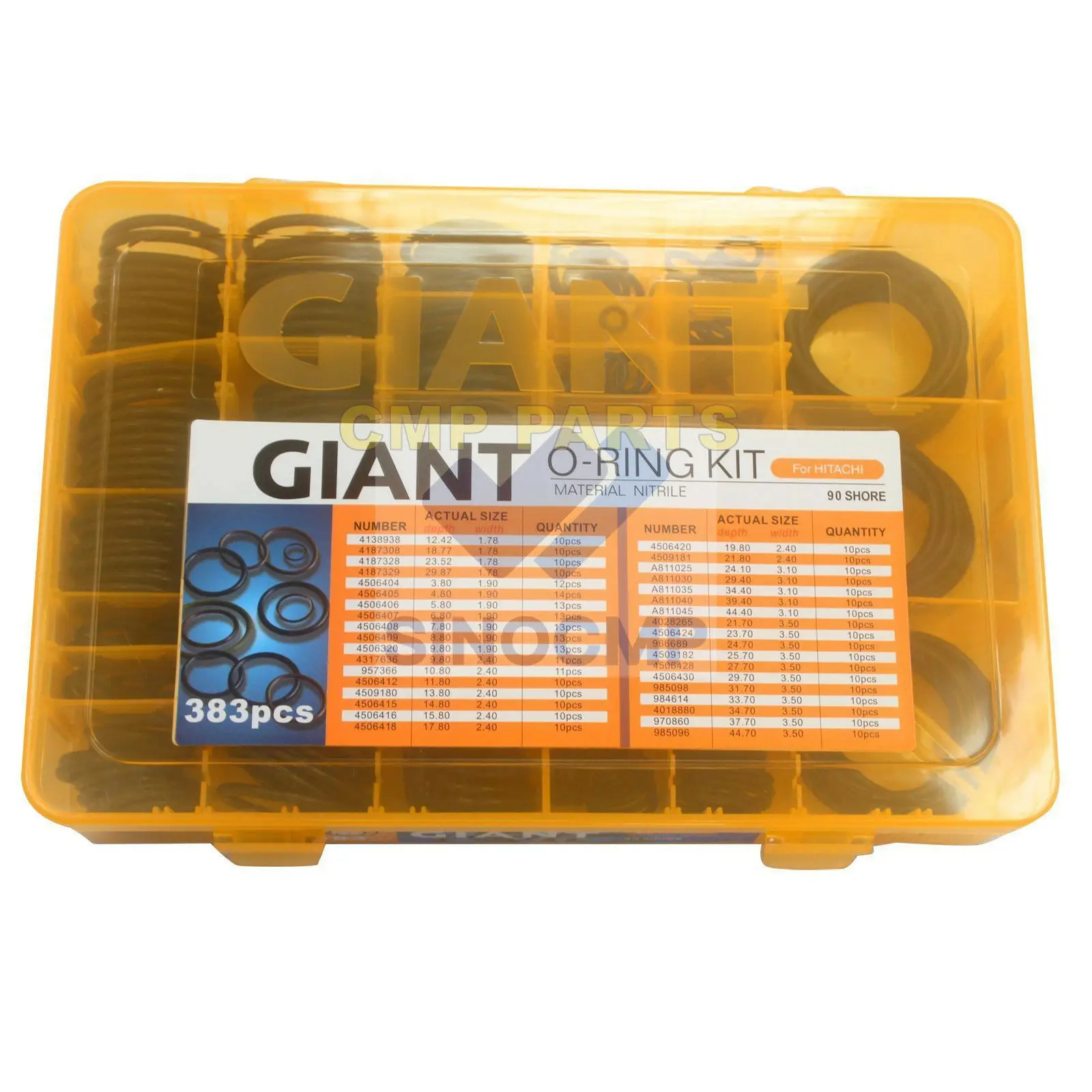 

SINOCMP 383PCS O Ring Box For Hitachi EX100 EX120 EX200 EX300 ZAX200 Excavator