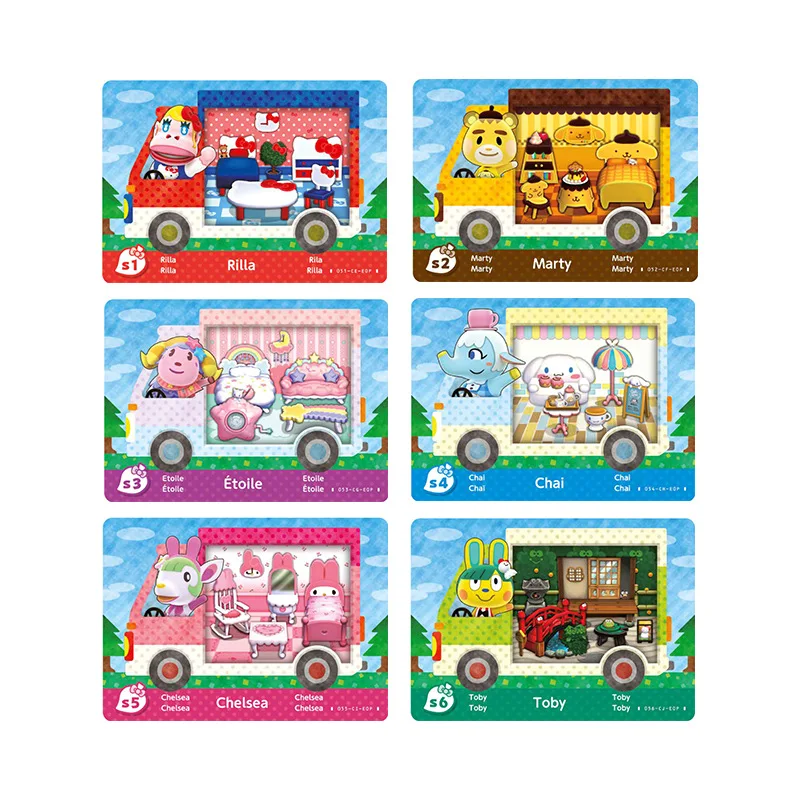 

6Pcs/lot Sanrxo X S1~S6 Animal Croxxing Card For Switch Game Card PVC Material Standard Size 85.5*54mm