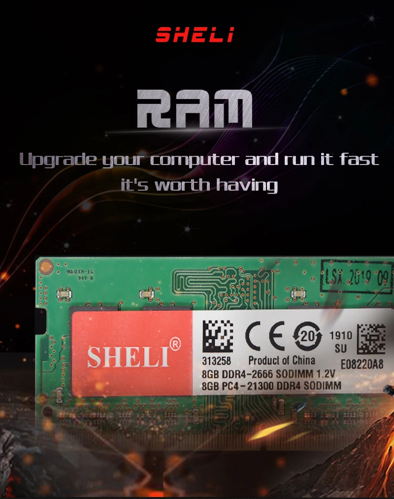 SHELI новые тетради памяти 8 Гб 1RX16 PC4-21300S DDR4 2666 МГц 1,2 V SO-DIMM CL19 памяти ноутбука