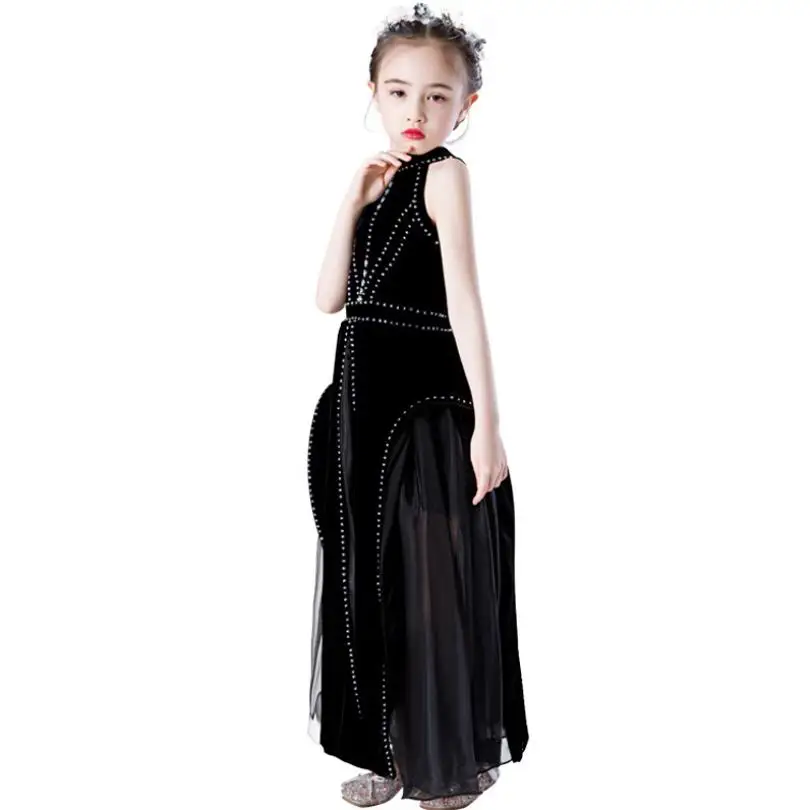 2020 New GIrls Catwalk Pageant Princess Dresses beading mesh stitching birthday party Dress for girls Vestidos L10 |