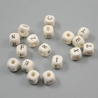 100pcsbag letter natural wood beads square alphabet beads loose spacer beads for jewelry making handmade diy bracelet necklace