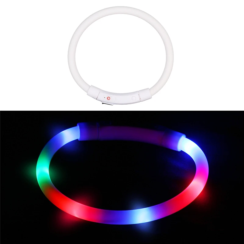 Перезаряжаемый мигающий ночной ошейник для собак USB светящийся Регулируемый