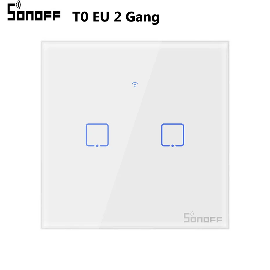 T0 EU 2Gang Sonoff WiFi Smart Switch T0 US EU 1 2 3 банда настенная сенсорная панель беспроводной пульт дистанционного управления умный дом контроллер Alexa Google Home - Комплект: T0 EU 2Gang