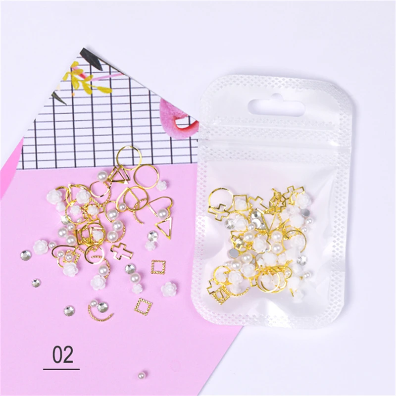 1Pack Nail Decoration Nail Art Rhinestones Set Rhinestones Studs Artificial Pearls Round Stones Beads Flakes