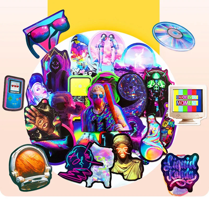 Стикеры лазерные в стиле панк классные Мультяшные стикеры эстетике скейтборда