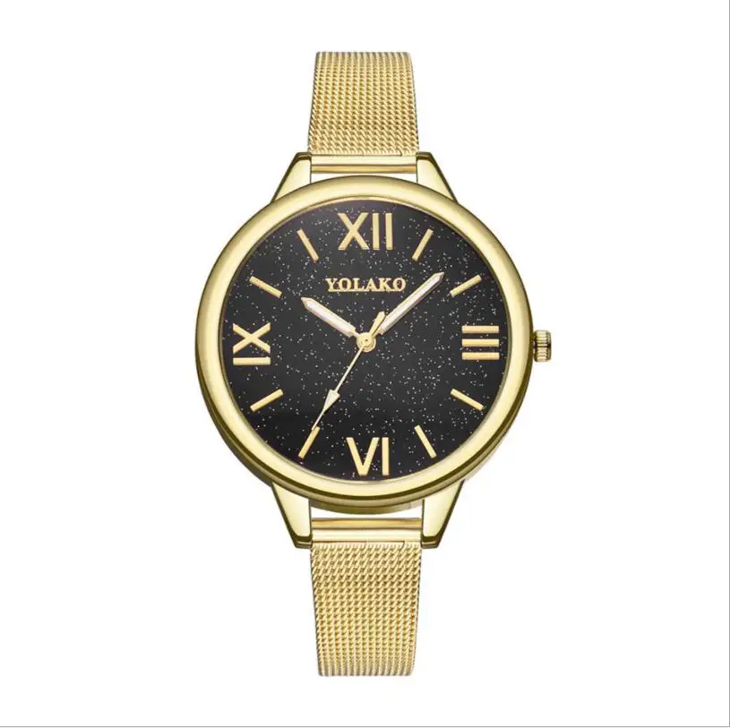 Женские роскошные часы с ремешком сеткой звездное небо римские цифры дамы