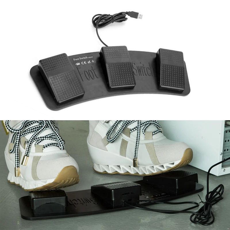

Fs3-P Usb Triple Foot Switch Pedal Control Keyboard Mouse 3 Pedals Simulate Any Key On Keyboard Combination Key Hid Usb Switch