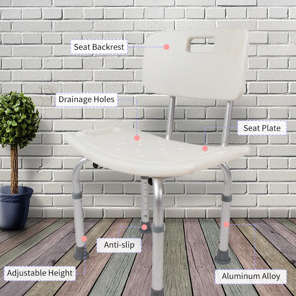 

Bathroom Chair Safety Anti-slip Shower Chair for Elderly Pregnant Disabled Adjustable Height Shower Bathroom Shower Bench
