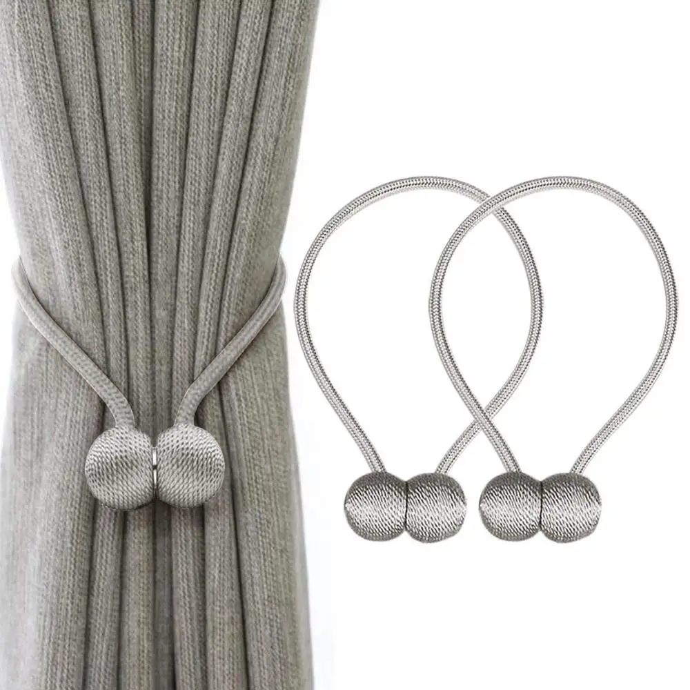 

2Pcs Creative Magnetic Curtain Tiebacks Clips Alloy Knitting Pattern Tie Buckles Clamps Curtain Tie Ring Backs With Ball Magnet