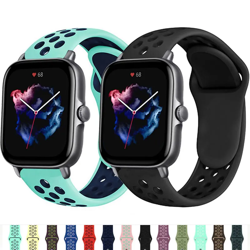 

Ремешок 20 мм 22 мм для Amazfit GTS 3 2, ремешок Mini/GTR 2 42 мм/47 мм, Stratos 2/3, силиконовый браслет для Amazfit BIP Band GTR 3 Pro