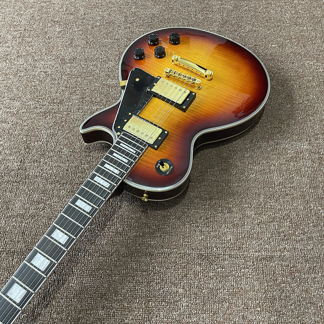 Пользовательская электрическая гитара Sunburst Цвет Тигр Пламя клен Топ медовый