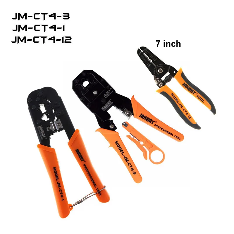 

JAKEMY JM-CT4-12 7 Inch Wire Stripper JM-CT4-1 6P 8P Telephone Wire Cutter JM-CT4-3 Network 4P 6P 8P Wire Crimping Plier