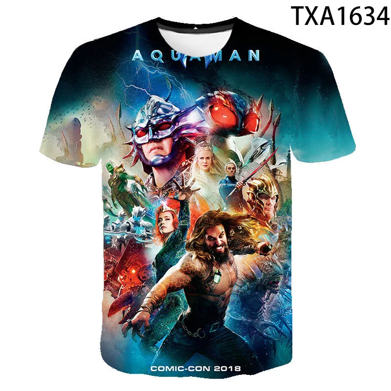 Новые летние модные Аквамен 3D футболки для мужчин женщин детей Повседневная