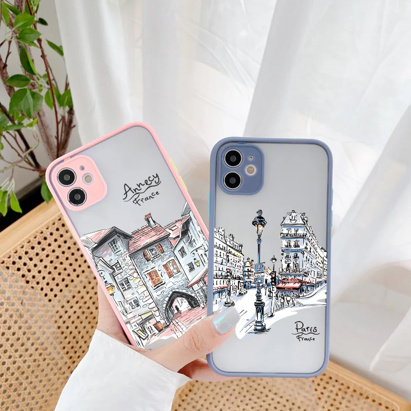 Travelling world travel Street painting Color Phone Case For Iphone 11 14 12 13 Pro Max 6S 7 8 PLUS SE2 X XS MAX XR Hard Cover